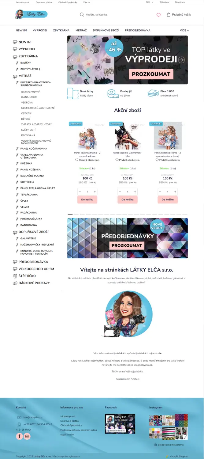 Úvodní strana Látky Elča HomePage