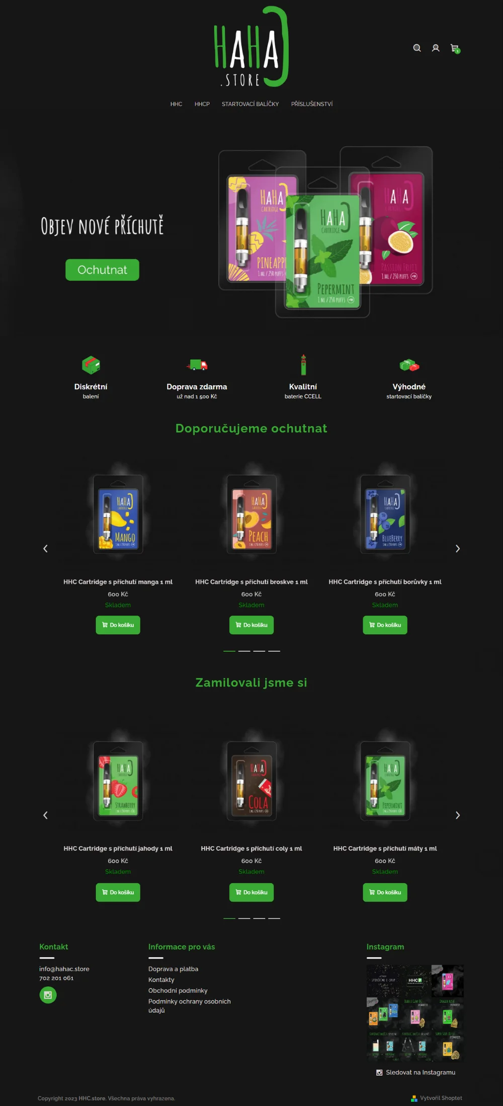 Úvodní strana Hahac.Store HomePage