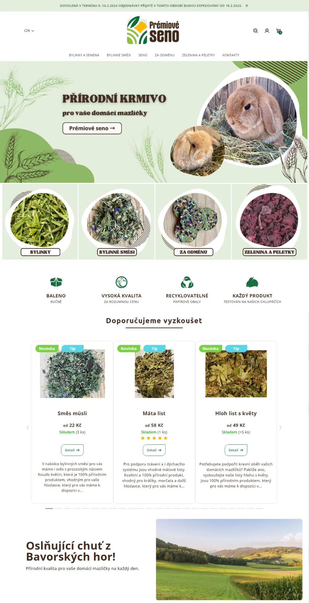 Prémiové seno - HomePage Redesign eshopu