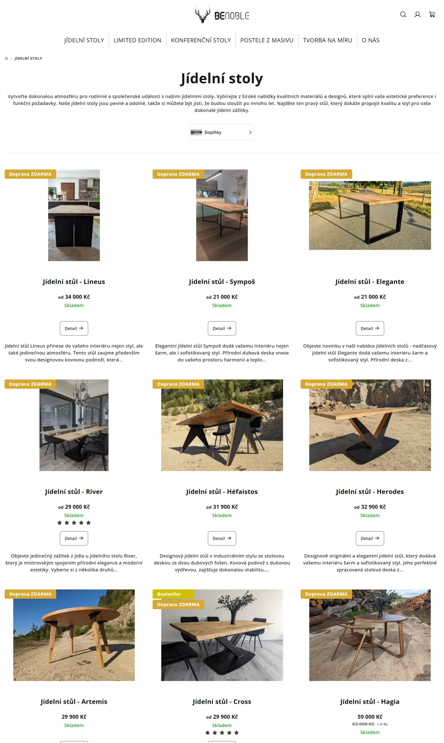 Benoble - produkty Redesign eshopu