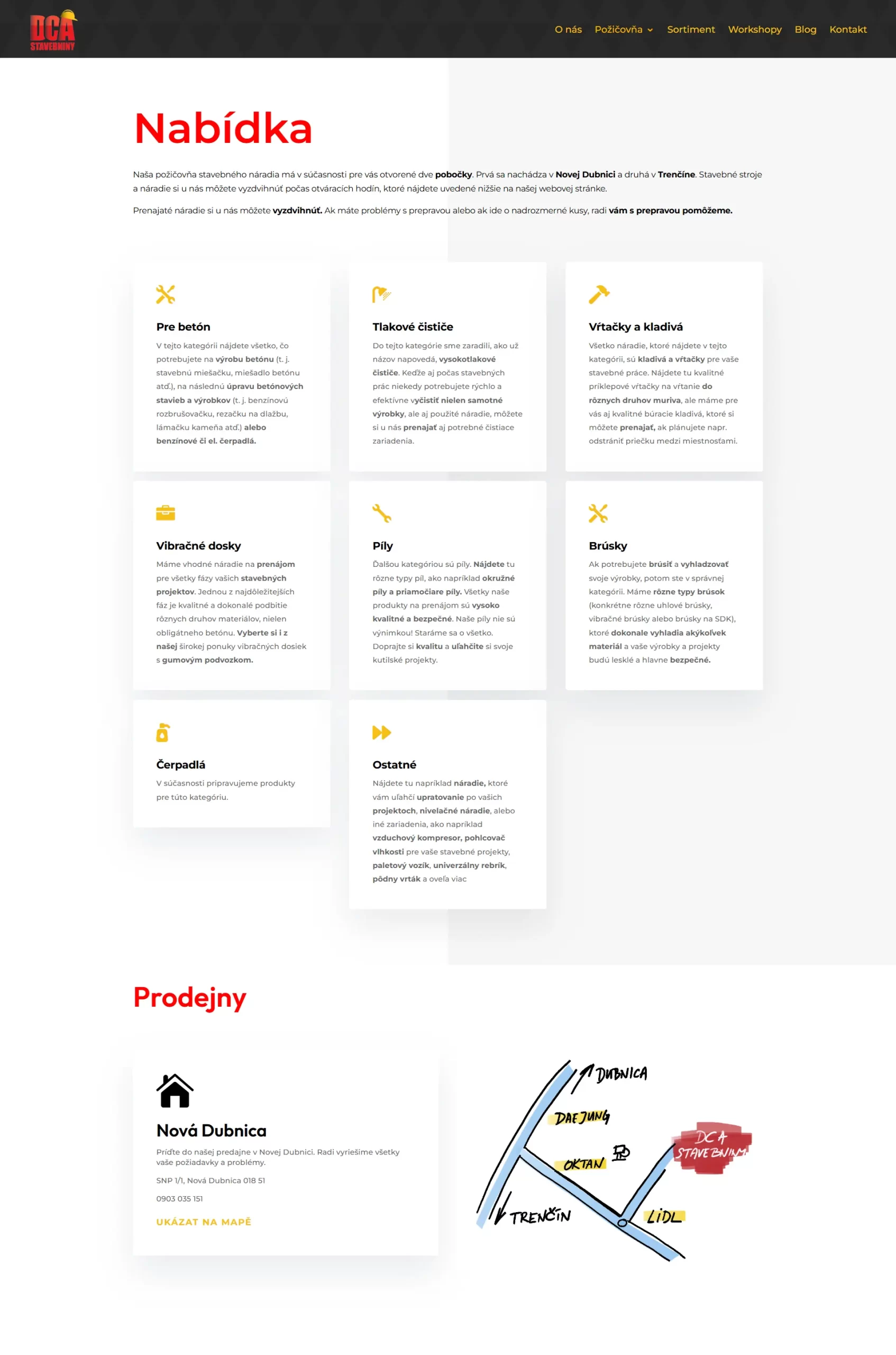 DCA - Požičovňa  Redesign eshopu